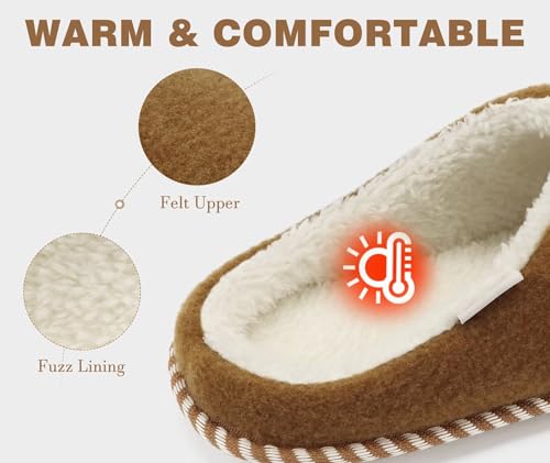 Image of KuaiLu Womens Supportive Memory Foam Slippers Felt Fuzzy Lined Heel Cushion Lightweight House Shoes for Indoor Outdoor