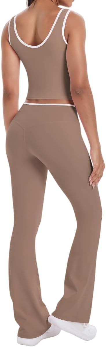 Women Workout Sets 2 Piece Colorblock Athletic Gym Yoga Outfits