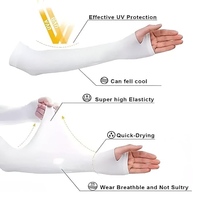 Image of Topibaaz Unisex Arm sleeves with UV Protection for Men and Women Outdoor Indoor Sports UPF 50 Arm Cover with Compression & Cooling Effect Summer Hand Gloves