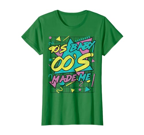 90's Baby 00's Made Me 1990s Vibes 90s Culture T-Shirt, Women, Kelly Green, X-Small