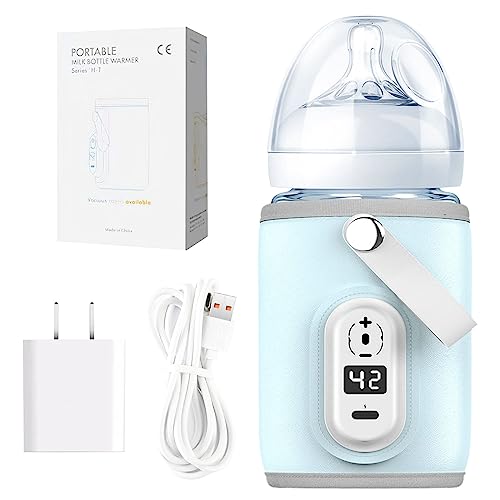 Portable Baby Bottle Warmer For Travel,Baby Milk Heat Keeper With Lcd Display Portable Baby Bottle Warmer For Home Car Outdoor Use (Blue) #TOP1