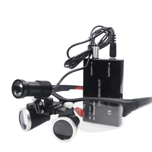 DENTASOP 3.5X/2.5X LED Dental Binocular Magnifier for Surgery and Aesthetics (Black, 3.5X)