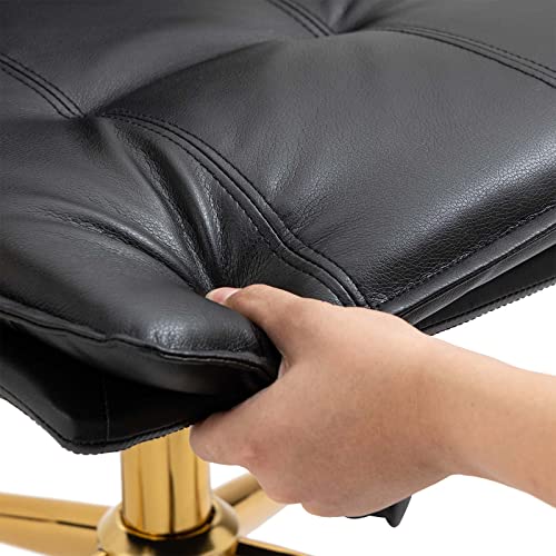 Mojay Mid-Back Ergonomic Leather Office Chair, Modern Upholstered Executive Desk Chair With Gold Frame Armrest Computer Task Chair (Black) #TOP4