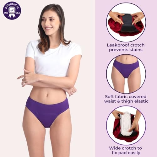 Image of ADIRA | Period Panty for Women | Hipster Fit Leakproof Panty for Periods | for School, Travel & Work | Low to Medium Flow | Use with Pad | Leakproof & Breathable | Pack of 1