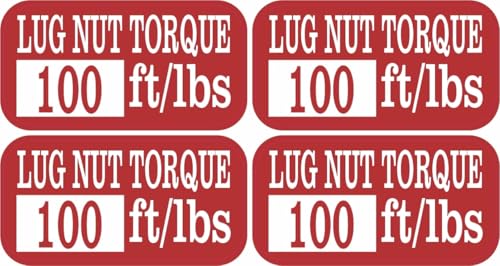 StickerTalk Lug Nut Torque 100 ft/lbs Vinyl Stickers, 1 Sheet of 4 Stickers, 2 inches by 1 inch Each