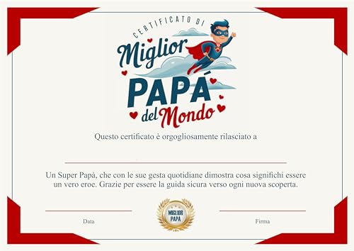 GHIBLI Certificato Super Papà. Attestato Diploma miglior papà per Festa