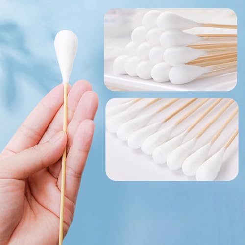 120 Stück Wattestäbchen Lang 20 cm Ohrenstäbchen,Sterile Wattestäbchen Großer Kopf Reinigungsstäbchen Lang,Wattestäbchen Holzstab mit Wattekopf,Ohrreinigungsstäbchen für Haustiere