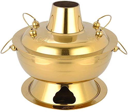 HTTGDGDH Traditional Beijing Copper Hot Pot - 34Cm Stainless Steel Charcoal Heated Soup Pot, Authentic Chinese Cookware, Ideal For Family Gatherings And Parties,#3-32CM