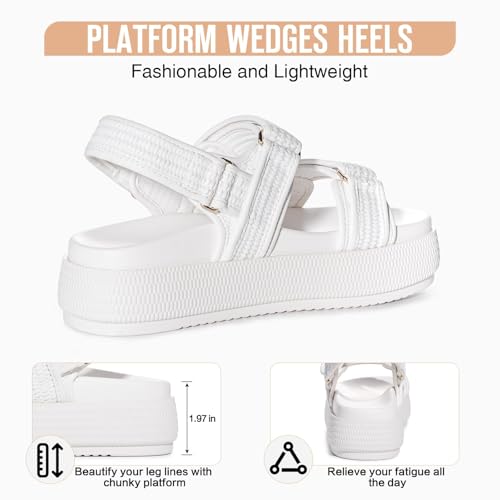 FITORY Women Platform Sandals Comfortable Open Toe Beach Shoes with Adjustable Buckle Straps for Summer Size 6-113
