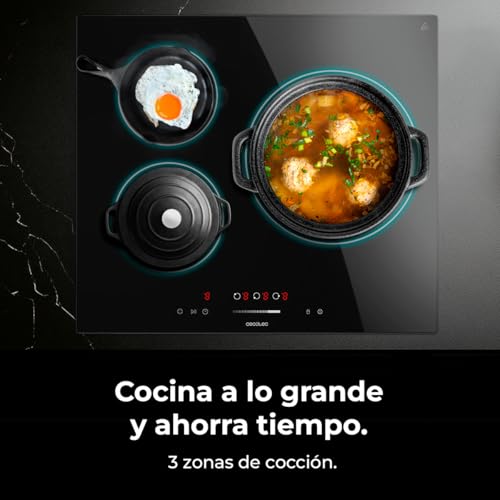 Miniatura 3 de Cecotec Placa Vitrocerámica 3 Zonas Bolero Squad V 3100, 5700w, Control Táctil, 9 Niveles, Triple Anillo, Temporizador Individualizado, Indicador Calor Residual, Bloqueo Seguridad Para Niños