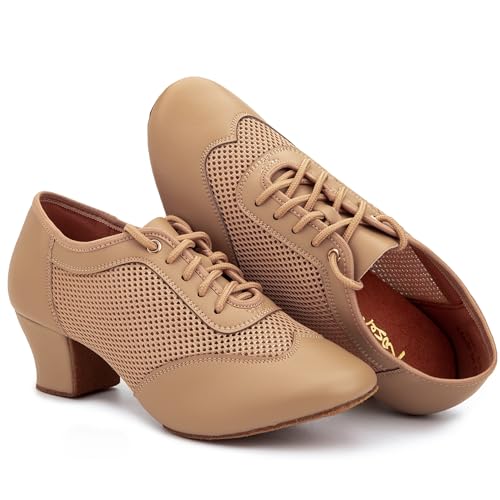 RoseMoli Women's 2" Practice Dance Shoes Latin Dance Shoes Lace-up Ballroom Modern Salsa Rhythm Teaching Practice Professional Performance Dance Shoes2