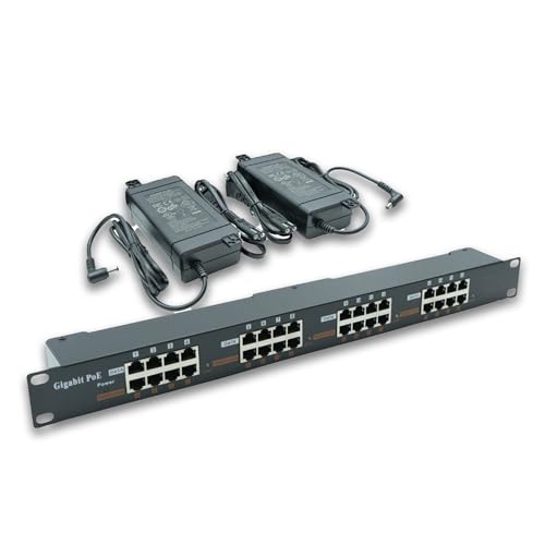 Image of PoE Texas GPOE-16A-48v240w | Gigabit 16 Port Passive Power Over Ethernet Injector for PoE Cameras, IP Phones, WiFi Access Points and More | Includes 48 Volt Power Supply 240 watts