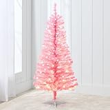 Best Choice Products 4ft Pre-lit Christmas Tree, Artificial Mini Tree Perfect for Kids, Apartments, Bedroom with Twinkling LED Lights - Pink Tinsel