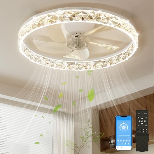 NIORSUN 50CM LED Ceiling Fan with Lights and APP Remote, Dimmable...