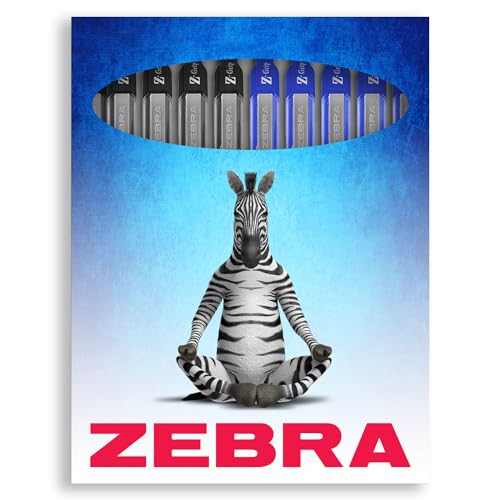 Caneta esferográfica retrátil Zebra Z-Grip - ponta de 0,7 mm - tinta preta e azul - pacote com 10 -