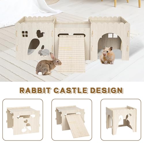 Castelo de coelho, casa de coelho, esconderijo de coelho de madeira, casa de coelho resistente, casi