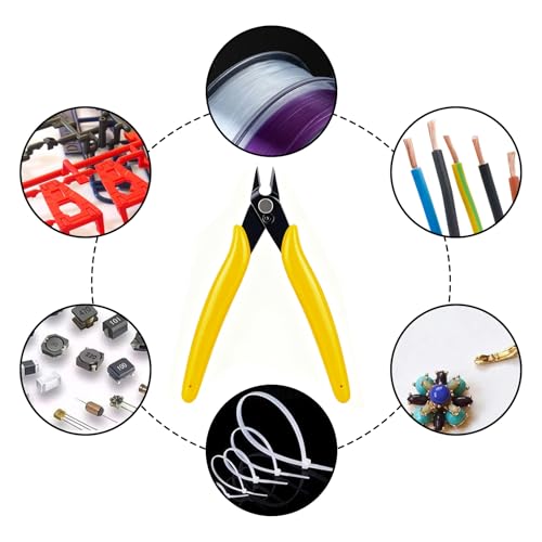 Image of Micro Wire Cutter 5-inch,Precision Flush Cut Nippers,Small Side Cutting Pliers for Jewelry,Electronics,3D Printing,Plastic Models,Yellow