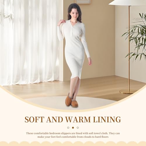 Women's Slipper Platform Mini Boots Indoor Slippers Slip on Fur Fleece Lined Suede Comfy Fur Fleece Lined Short Ankle Boots4