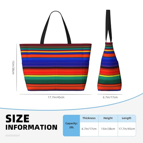 Mexican Serape Large Capacity Travel Bag Lightweight Shopping Handbag Beach Tote Bags Casual Work Bag For Women4