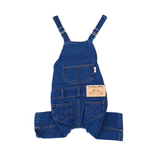 Hundekleidung für kleine Hunde Haustier Kostüm Overalls Pet Denim Jumpsuit für kleine Hunde Weiche und Bequeme Hundekleidung (Dunkelblau, Groß) Cover