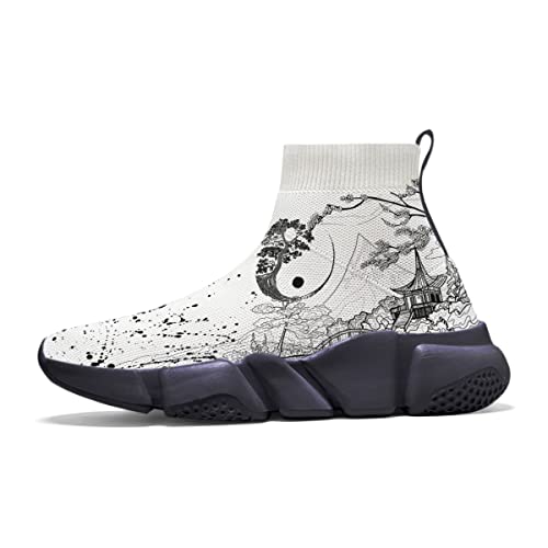 Boys Running Sneakers Tai Chi Graffiti Shoes Mesh Breathable Slip-on Girls Sock Shoes (Toddle/Little Kids/Big Kids)3