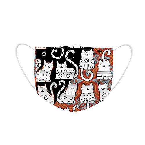 Disposable Face Masks With Designs Cute Paper_Mask For Women Adults Pattern Colored Masks Disposable 50 Pc, 3 Ply Breathable (#12-Cat) #TOP6