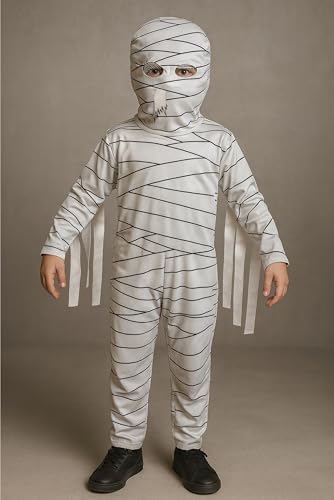 Fantasia Infantil MUMIA Drácula Criança Halloween Vestido Roupa (Branco, M (veste 5 a 6 anos))