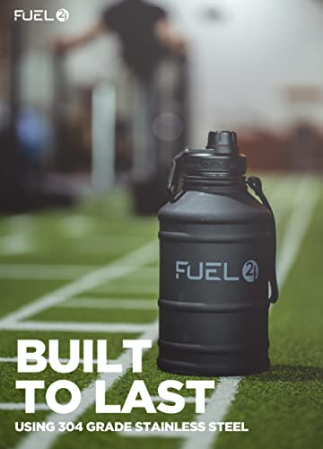 Image of Fuel24 Stainless Steel Jug - 1.3 or 2.2 Litre Water Bottle - Extra Strong, BPA Free, Leak Proof - Large Gym Sports Bottle, 1.3L, 2.2L, Metal Bottle - Colour Options
