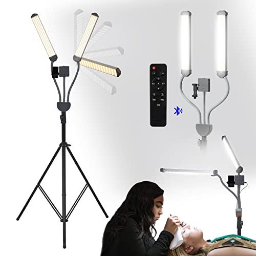 Dual Arm LED Tattoo Light - 240 LED 5800K - DAEV PMU Tattoo and Lash Lamp for Eyelash Extensions - Lashes Light with 4 Color Lights - Adjustable Floor LED Lamps Dual Arm LED Tattoo Light - 240 LED 5800K - DAEV PMU Tattoo and Lash Lamp for Eyelash Extensions - Lashes Light with 4 Color Lights - Adjustable Floor LED Lamps