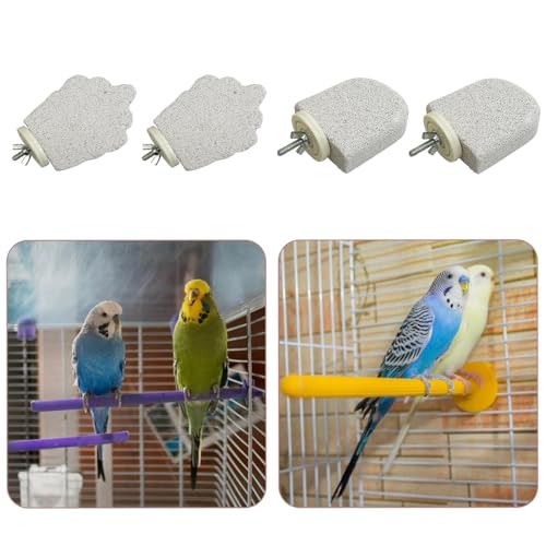 Image of 4Pcs Bird Beak Grinding Stone, Bird Perch Stands Parrot Calcium Perch Foot Claws Trimmer Parakeet Platform Parrot Chewing Toys for Small Medium Cockatiel Conure Lovebird Finch