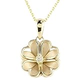 [アトラス] Atrus 18金 ネックレス トップ ダイヤモンド クローバー ハート 花 レディース ゴールド イエローゴールドk18 ペンダント 透かし チェーン 女性