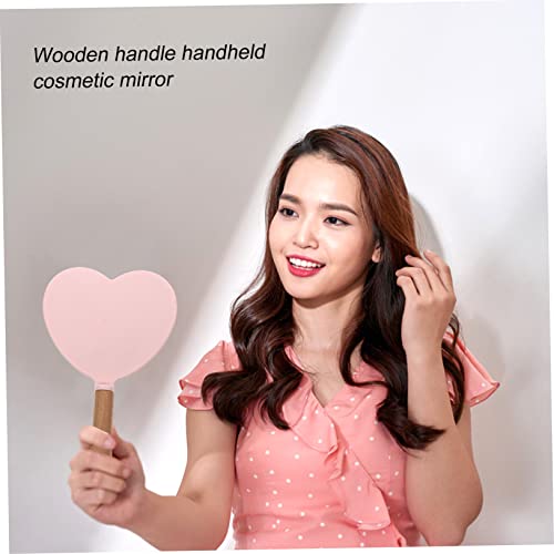 Espejo de Maquillaje Portátil con Mango de Madera en Forma de Corazón miniatura 7