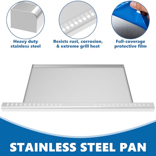 Image of SafBbcue Grease Tray for Blaze 40 inch 5-Burner, Stainless Steel | Direct replacement for Blaze 40 inch 5-Burner, Fits Traditional & LTE grills, Rust-proof, easy clean, fire-resistant
