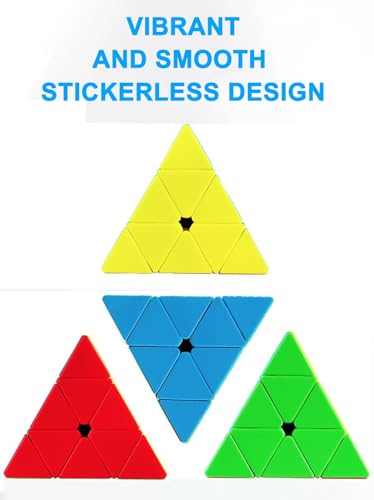 Image of CFMOUR Pyramid Speed Cube - Stickerless Triangle 3x3x3 Magic Cubes | Moyu Meilong, Fast Smooth Turning, Vivid Colour, Puzzle Game, Brain Toy for Teens and Adults