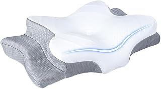 Qichida Memory Foam Neck Pillow for Sleeping with Cooling Pillowcase | Contoured memory foam supports neck alignment with a breathable cooling pillowcase for side, back, and stomach sleepers.