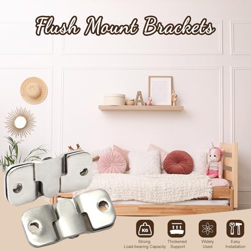 Image of MroMax 20PCS Flush Mount Bracket 1.69 inch x 0.75 inch Interlocking Photo Frame Hook Zinc Plated Wall Mount Clip Hook for Picture Display Art Gallery Wall Mount Hardware Silver
