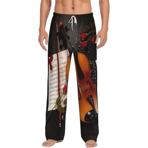 Pantalon de pyjama en flanelle de coton doux pour homme à motif violon