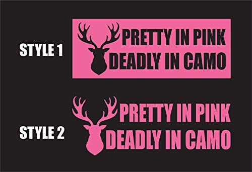 Air Mall Decals Pretty in Pink Deadly in Camo Vinyl Decal - Ladies Hunting Decal Made in USA