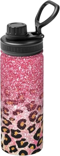 ピンク ローズゴールド ヒョウ柄 ドキラキラ 水筒 真空断熱 保温 保冷 スポーツボトル 人気 ステンレスボトル スポーツ飲料対応 漏れない 直飲み530ml 男の子 女の子 おしゃれ 大人 子供 アニメ グッズ キャラクター プレゼント GVrj62