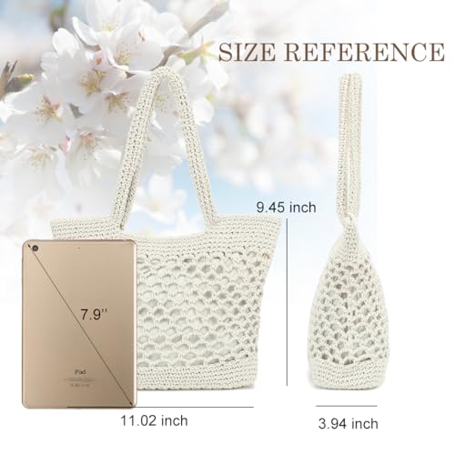 Image of Bycobecy Woven Tote Bag for Women, Summer Beach Bag Large Crochet Shoulder Purse Handbag Boho Knit Bag for Summer Travel