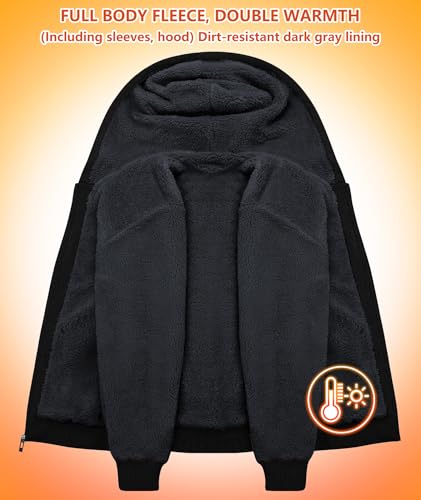 GEEK LIGHTING Men’s Fleece-Lined Zip Up Hoodie, Thick Hooded Jacket Winter Warm Athletic Sweatshirt2