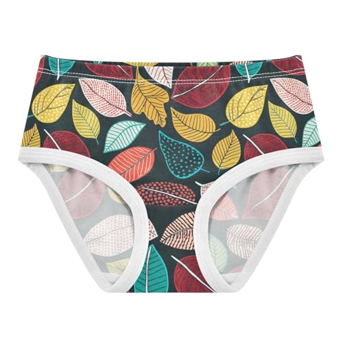 Joisal Colorful Leaves Chic Toddler Girls Underwear 2t Cotton Panties for Girl Fun Print Briefs Kids Undies