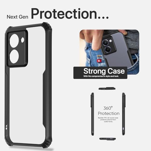 Image of Pikkme Back Cover for Realme P3 Ultra 5G | Ultra Hybrid Shockproof Case | Full Camera Protection | Raised Edges | Clear Transparent Bumper Case (Black)