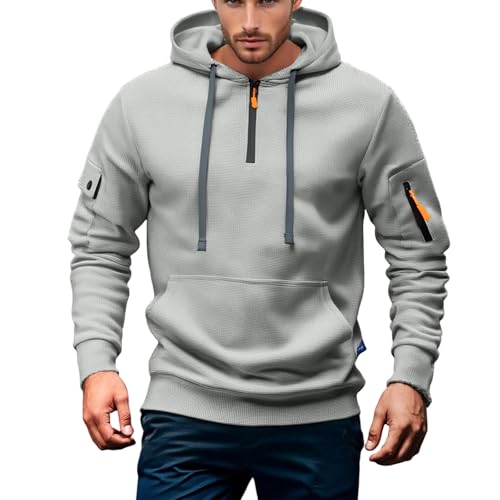 Ymosrh Men's Hoodie Casual Athletic Workout Long Sleeve Tactical Pullover Hooded Sweatshirts with Pockets, M-3XL