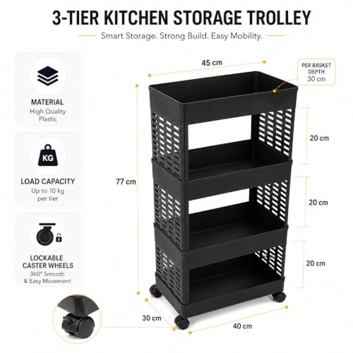 Image of HomeWiz Kitchen Rack 4- Layer | Lifetime Usage Heavy Duty Plastic Trolley | Kitchen Storage Cart | Onion Potato Rack For Kitchen | Multipurpose Storage Rack for Fruits & Vegetables | Rust-Free Forever
