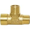 Joywayus 1/2 Inch NPT Brass Pipe Fitting Tee - 3 Way, Male X Male X ...