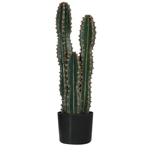 Outsunny Cactus Artificial Gran Realismo Planta Artificial Tamaño Grande Dim. Ø 17 x 60 cm, color verde