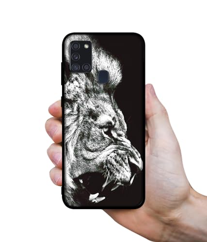 Image of Angry Lion Design Premium 2D Printed Metal Back Case Cover for Samsung Galaxy A21S 4G