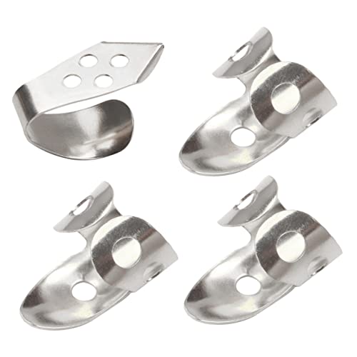 Mikinona ステンレス製調節可能サムピック バンジョー用金属製ギターピック フィンガースタイル演奏向け 指保護ギター用品パーツ 4個入り