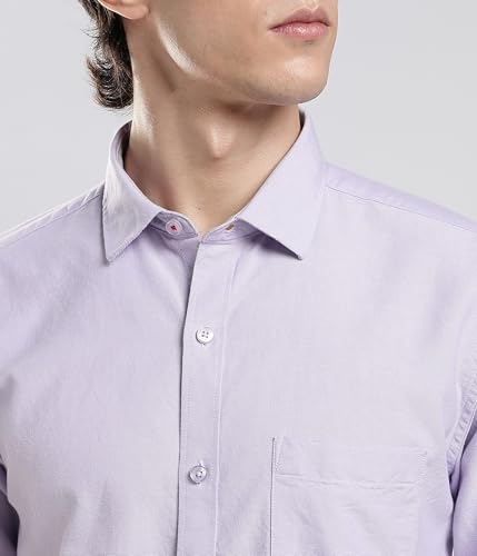 TURMS Men's Oxford Shirt, Purple, Full Sleeve Lavender - Image 7
